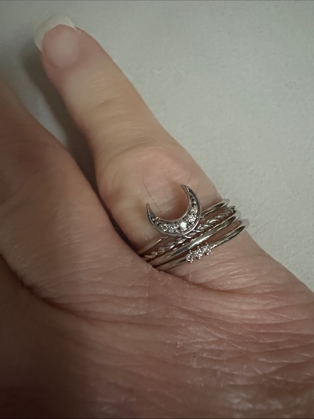 Ferko’s Jewelry Diamond Moonstack Ring Set 14kt. White Gold